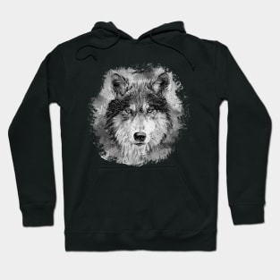 Wolf face black and white painted design Hoodie
